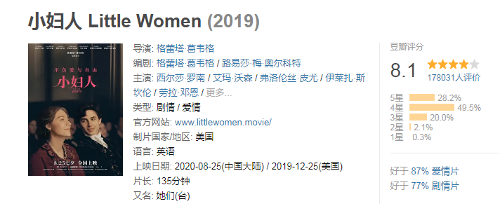 电影《小妇人》定档  8.25日七夕全国上映