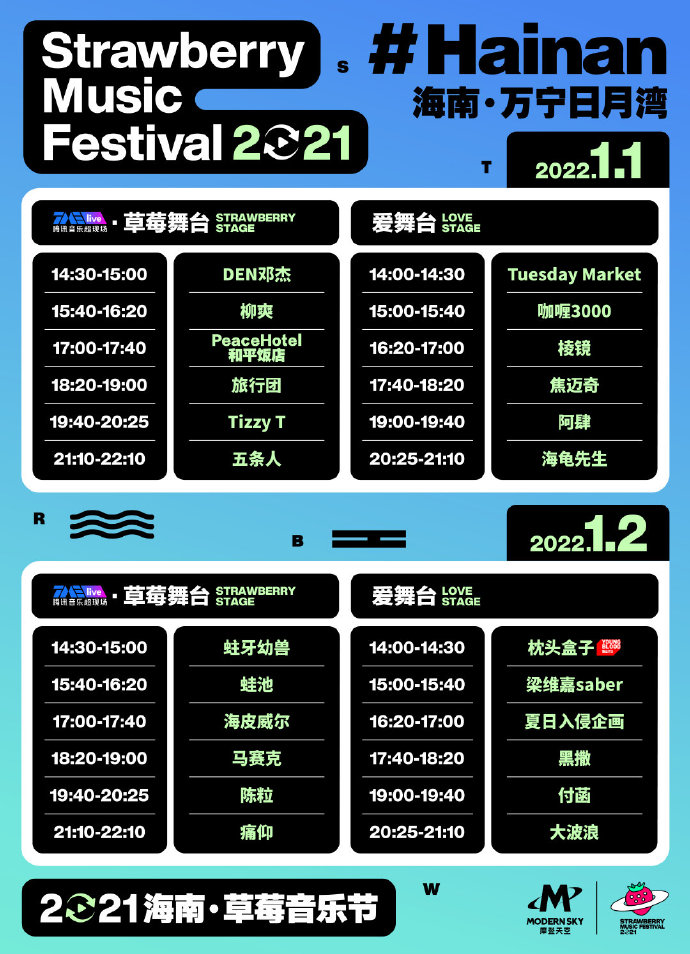 2022海南草莓音乐节（时间表+阵容+门票购买）