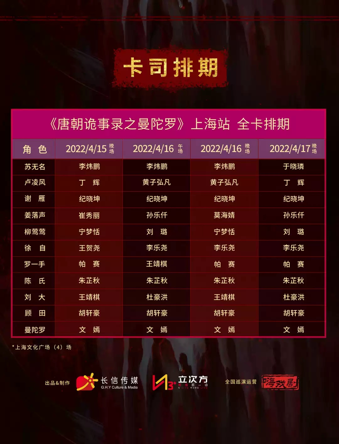 2023音乐剧《唐朝诡事录之曼陀罗》上海站时间+地点+门票价格