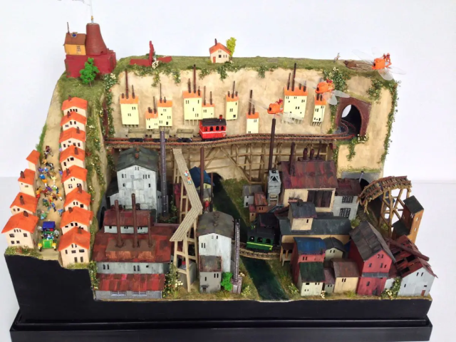 动漫｜高龄模型师制作《魔女宅急便》铁道场景模型 火车还可以行驶在上面！