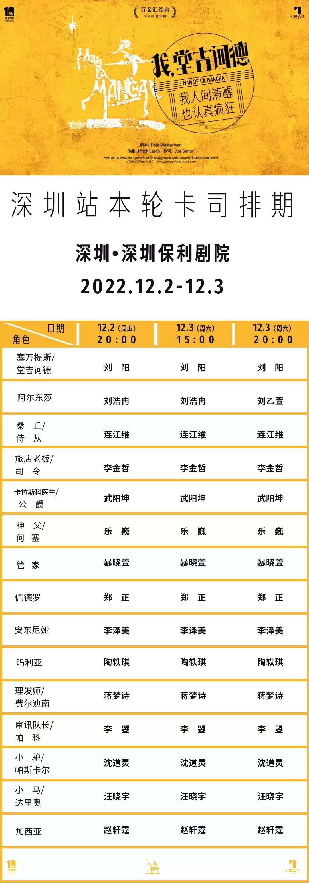 2022百老汇音乐剧《我,堂吉诃德》中文版-深圳站 2022百老汇音乐剧《我,堂吉诃德》中文版-深圳站