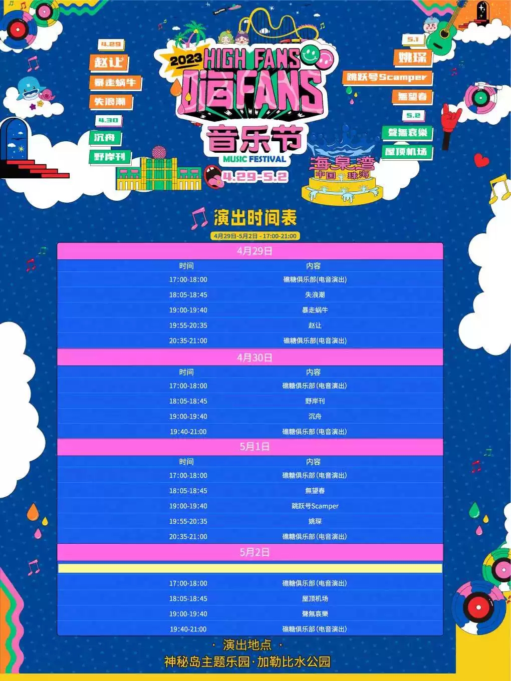 2023珠海海泉湾嗨FANS音乐节（4月29、30日/5月1、2日）时间、地点、门票价格